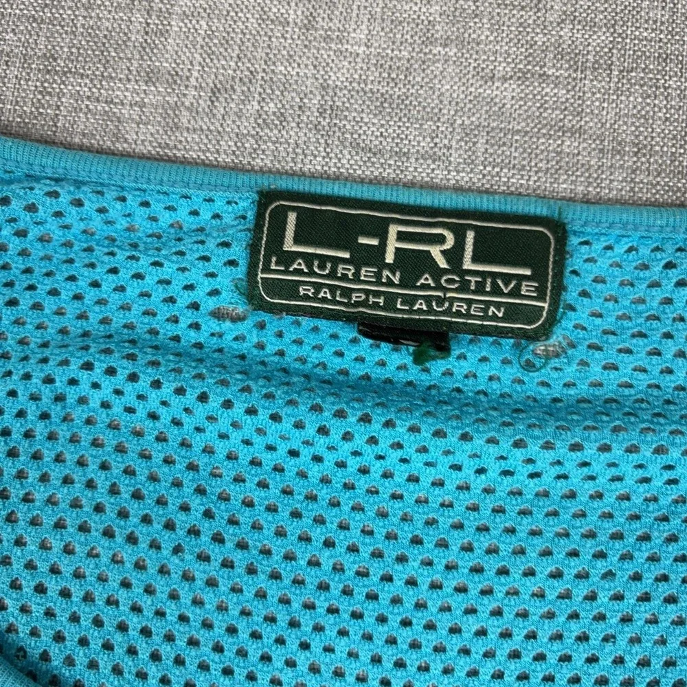Lauren Ralph Lauren T-Shirt Womens Medium Blue Striped Mesh Active Athletic Top